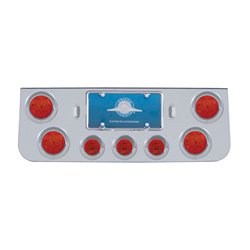 UP35118-CR Rear Center Panel With 4X 7 LED 4" Reflector Light & 3X 13 LED 2.5" Light & Visor-Red LED & Lens