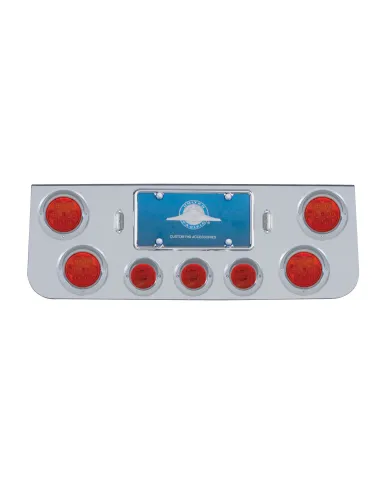 UP35118-CR Rear Center Panel With 4X 7 LED 4" Reflector Light & 3X 13 LED 2.5" Light & Visor-Red LED & Lens