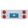 UP35122-Chrome Rear Center Panel With Four 7 LED 4" Reflector Lights & Visors - Red LED/Red Lens