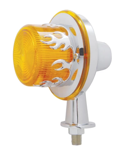 (CARD) 13 AMBER LED HONDA LIGHT W/ 1 1/8" ARM & FLAME BEZEL - AMBER LENS (CARD) 13 AMBER LED HONDA LIGHT W/ 1 1/8" ARM & FLAME BEZEL - AMBER LENS
