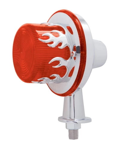 (CARD) 13 RED LED HONDA LIGHT W/ 1 1/8" ARM & FLAME BEZEL - RED LENS (CARD) 13 RED LED HONDA LIGHT W/ 1 1/8" ARM & FLAME BEZEL - RED LENS