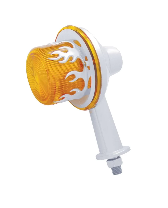 (CARD) 13 AMBER LED HONDA LIGHT W/ 2 1/8" ARM & FLAME BEZEL - AMBER LENS