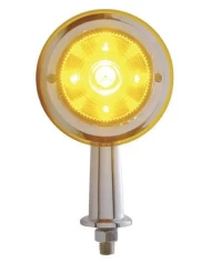 (CARD) 13 AMBER LED HONDA LIGHT W/ 2 1/8" ARM & FLAME BEZEL - AMBER LENS