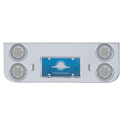 UP35123-Chrome Rear Center Panel With Four 7 LED 4" Reflector Lights & Visors - Red LED/Clear Lens
