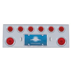 UP35157-SS Rear Center Panel With Two 10 LED 4" Lights & 6X 13 LED 2.5" Lights & Bezels -Red LED & Lens