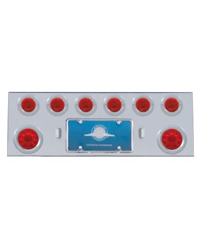 UP35157-SS Rear Center Panel With Two 10 LED 4" Lights & 6X 13 LED 2.5" Lights & Bezels -Red LED & Lens