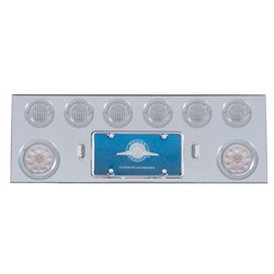UP35158-SS Rear Center Panel With 2X 10 LED 4" Lights & 6X 13 LED 2.5" Lights & Bezels -Red LED/Clear Lens