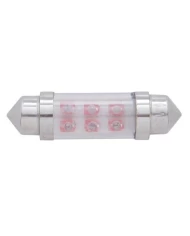 (2/CARD) 6 RED MICRO LED 36 MM DOME LIGHT BULB