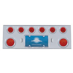 UP35159-SS Rear Center Panel With 2X 7 LED 4" Reflector Light & 6X 13 LED 2.5" Light & Bezel -Red LED & Lens