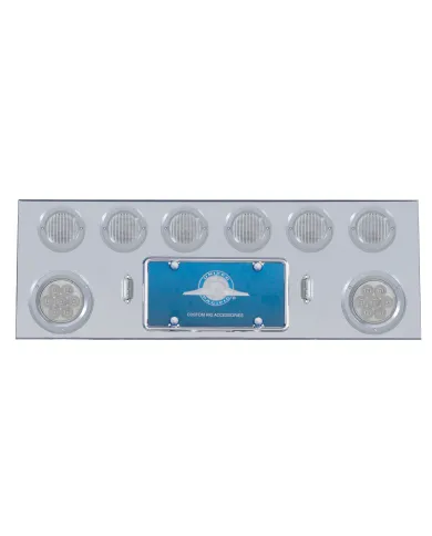 UP35160-SS Rear Center Panel With 2X 7 LED 4" Reflector Light & 6X 13 LED 2.5" Light & Bezel -Red LED/Clear Lens