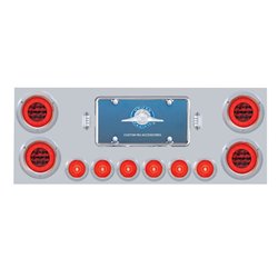 UP35173-SS Rear Center Panel With 4X 21 LED 4" GloLight & 6X 6 LED 2" GloLight & Bezels -Red LED & Lens