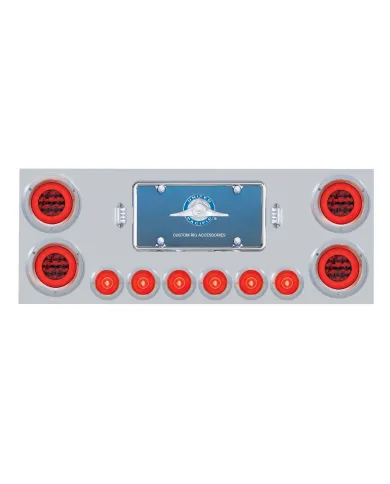 UP35173-SS Rear Center Panel With 4X 21 LED 4" GloLight & 6X 6 LED 2" GloLight & Bezels -Red LED & Lens