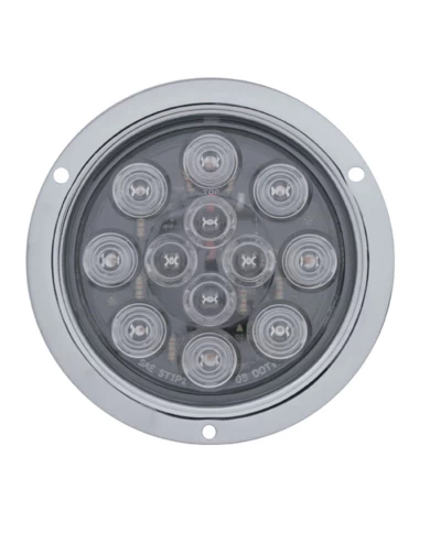 (CARD) 12 RED LED 4" S/T/T LIGHT NEW STAINLESS STEEL DEEP DISH HOUSING W/ BUBBLE LENS - CLEAR LENS (CARD) 12 RED LED 4" S/T/T LIGHT NEW STAINLESS STEEL DEEP DISH HOUSING W/ BUBBLE LENS - CLEAR LENS