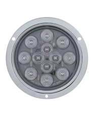 (CARD) 12 RED LED 4" S/T/T LIGHT NEW STAINLESS STEEL DEEP DISH HOUSING W/ BUBBLE LENS - CLEAR LENS (CARD) 12 RED LED 4" S/T/T LIGHT NEW STAINLESS STEEL DEEP DISH HOUSING W/ BUBBLE LENS - CLEAR LENS