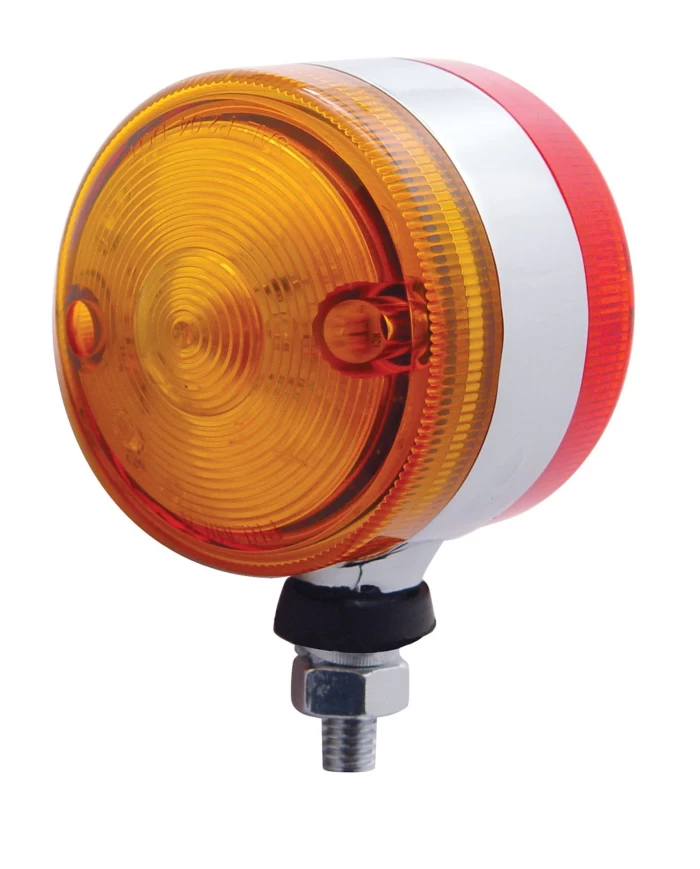 (CARD) CHROME HEAVY DUTY 15 AMBER/RED LED 3" DOUBLE FACE LIGHT - AMBER/RED LENS