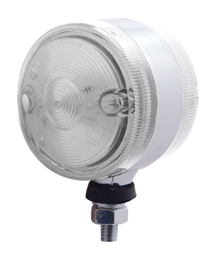 (CARD) CHROME HEAVY DUTY 15 AMBER/RED LED 3" DOUBLE FACE LIGHT - CLEAR LENS