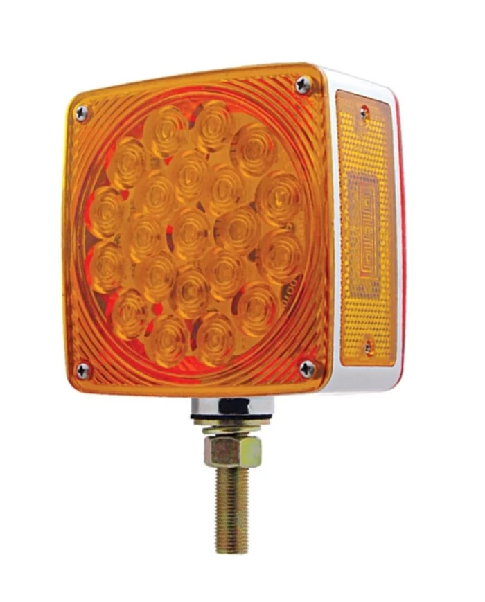 (CARD) 21+3 AMBER/21 RED LED SQUARE DOUBLE FACE SIGNAL LIGHT W/ SINGLE STUD - PASSENGER (CARD) 21+3 AMBER/21 RED LED SQUARE DOUBLE FACE SIGNAL LIGHT W/ SINGLE STUD - PASSENGER