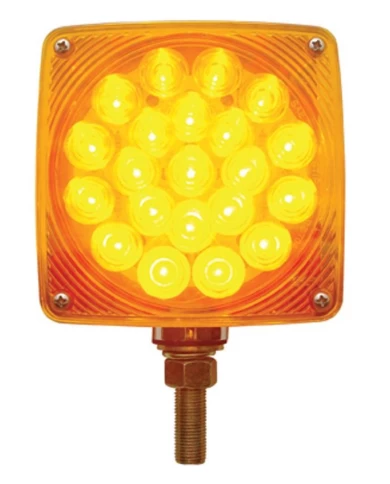 (CARD) 21+3 AMBER/21 RED LED SQUARE DOUBLE FACE SIGNAL LIGHT W/ SINGLE STUD - PASSENGER (CARD) 21+3 AMBER/21 RED LED SQUARE DOUBLE FACE SIGNAL LIGHT W/ SINGLE STUD - PASSENGER