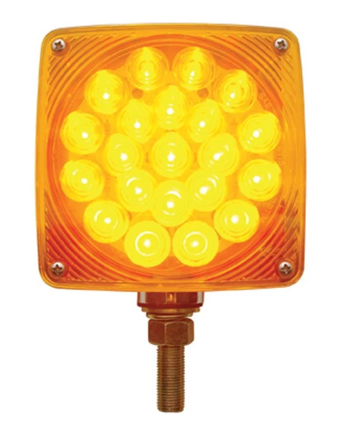 (CARD) 21+3 AMBER/21 RED LED SQUARE DOUBLE FACE SIGNAL LIGHT W/ SINGLE STUD - PASSENGER (CARD) 21+3 AMBER/21 RED LED SQUARE DOUBLE FACE SIGNAL LIGHT W/ SINGLE STUD - PASSENGER