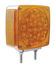 (CARD) 21+3 AMBER/21 RED LED SQUARE DOUBLE FACE SIGNAL LIGHT W/ DOUBLE STUD - PASSENGER