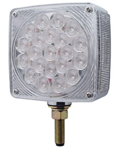 (CARD) 21+3 AMBER/21 RED LED SQUARE DOUBLE FACE SIGNAL LIGHT W/ SINGLE STUD - PASSENGER/CLEAR LENS (CARD) 21+3 AMBER/21 RED LED SQUARE DOUBLE FACE SIGNAL LIGHT W/ SINGLE STUD - PASSENGER/CLEAR LENS