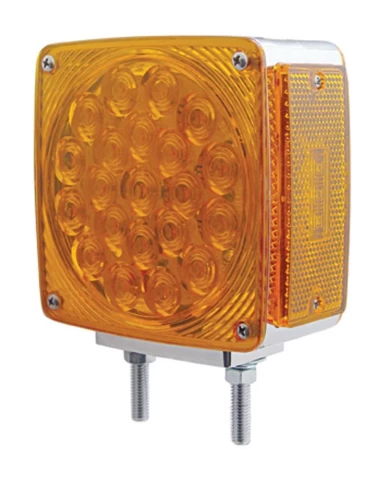 (CARD) 21x2 AMBER/3 AMBER LED SQUARE DOUBLE FACE TURN SIGNAL LIGHT W/ DOUBLE STUD - AMBER LENS (CARD) 21x2 AMBER/3 AMBER LED SQUARE DOUBLE FACE TURN SIGNAL LIGHT W/ DOUBLE STUD - AMBER LENS