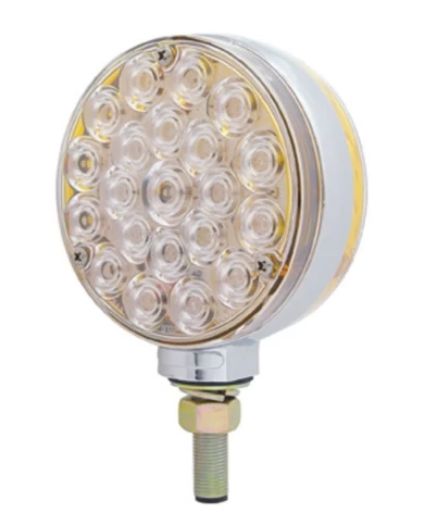 (CARD) 21 AMBER/21 AMBER LED DOUBLE FACE TURN SIGNAL LIGHT W/ BUBBLE LENS - CLEAR LENS (CARD) 21 AMBER/21 AMBER LED DOUBLE FACE TURN SIGNAL LIGHT W/ BUBBLE LENS - CLEAR LENS