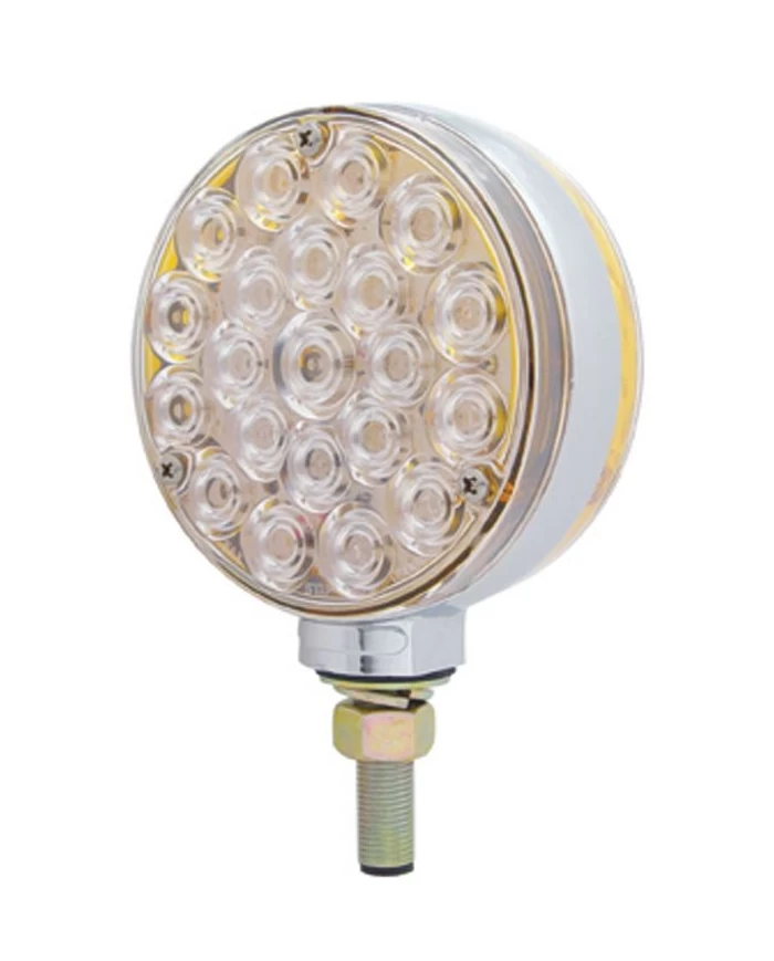 (CARD) 21 AMBER/21 AMBER LED DOUBLE FACE TURN SIGNAL LIGHT W/ BUBBLE LENS - CLEAR LENS (CARD) 21 AMBER/21 AMBER LED DOUBLE FACE TURN SIGNAL LIGHT W/ BUBBLE LENS - CLEAR LENS