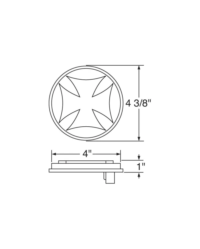 (CARD) 40 RED LED 4" IRON CROSS S/T/T LIGHT - RED LENS