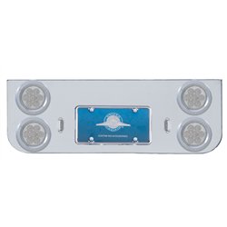 UP35223-Chrome Rear Center Panel With Four 7 LED 4" Reflector Lights & Bezels - Red LED/Clear Lens