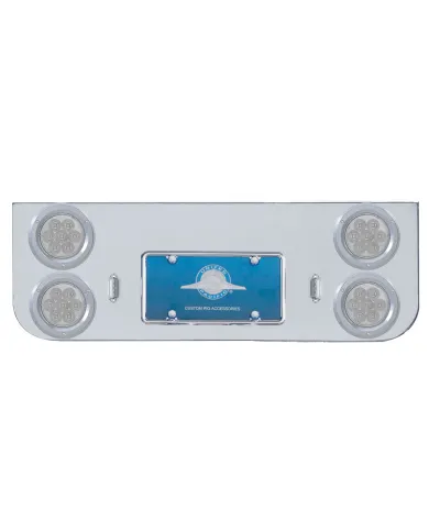 UP35223-Chrome Rear Center Panel With Four 7 LED 4" Reflector Lights & Bezels - Red LED/Clear Lens