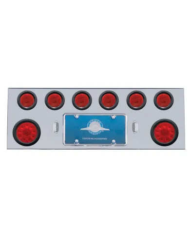 UP35257-SS Rear Center Panel With 2X 10 LED 4" Lights & 6X 13 LED 2.5" Lights -Red LED & Lens