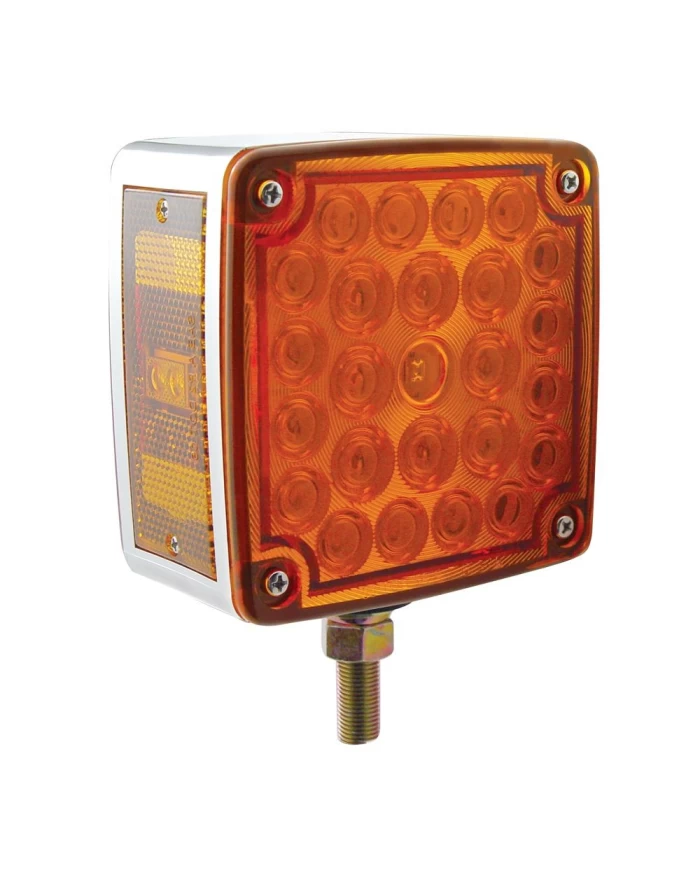 (CARD) 25+2 AMBER/25 RED LED SQUARE DOUBLE FACE SINGLE STUD LIGHT - PASSENGER