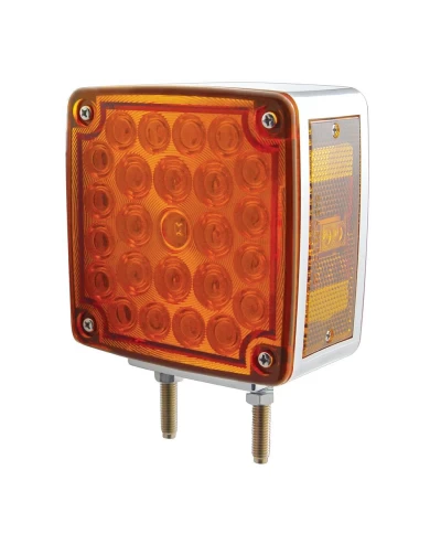 (CARD) CHROME HEAVY DUTY 25+2 AMBER/25 RED LED SQUARE DOUBLE FACE DOUBLE STUD LIGHT - DRIVER (CARD) CHROME HEAVY DUTY 25+2 AMBER/25 RED LED SQUARE DOUBLE FACE DOUBLE STUD LIGHT - DRIVER