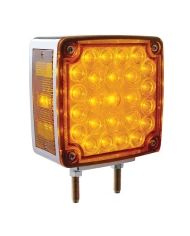 (CARD) CHROME HEAVY DUTY 25+2 AMBER/25 RED LED SQUARE DOUBLE FACE DOUBLE STUD LIGHT - PASSENGER (CARD) CHROME HEAVY DUTY 25+2 AMBER/25 RED LED SQUARE DOUBLE FACE DOUBLE STUD LIGHT - PASSENGER