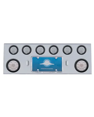 UP35258-SS Rear Center Panel With 2X 10 LED 4" Lights & 6X 13 LED 2.5" Lights -Red LED/Clear Lens