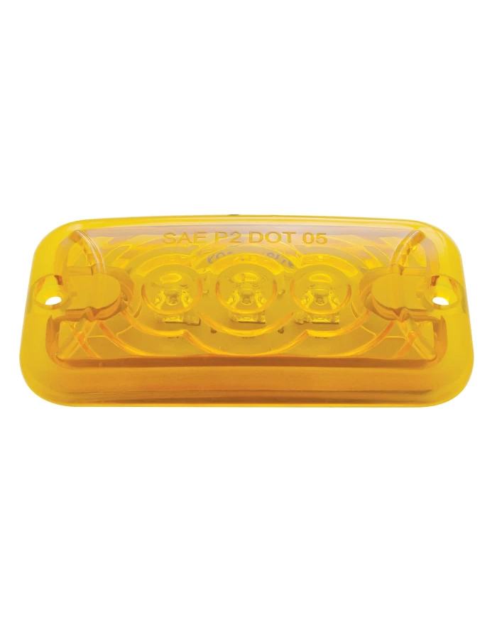 (CARD) 3 AMBER LED RECTANGULAR CLEARANCE/MARKER LIGHT - AMBER LENS