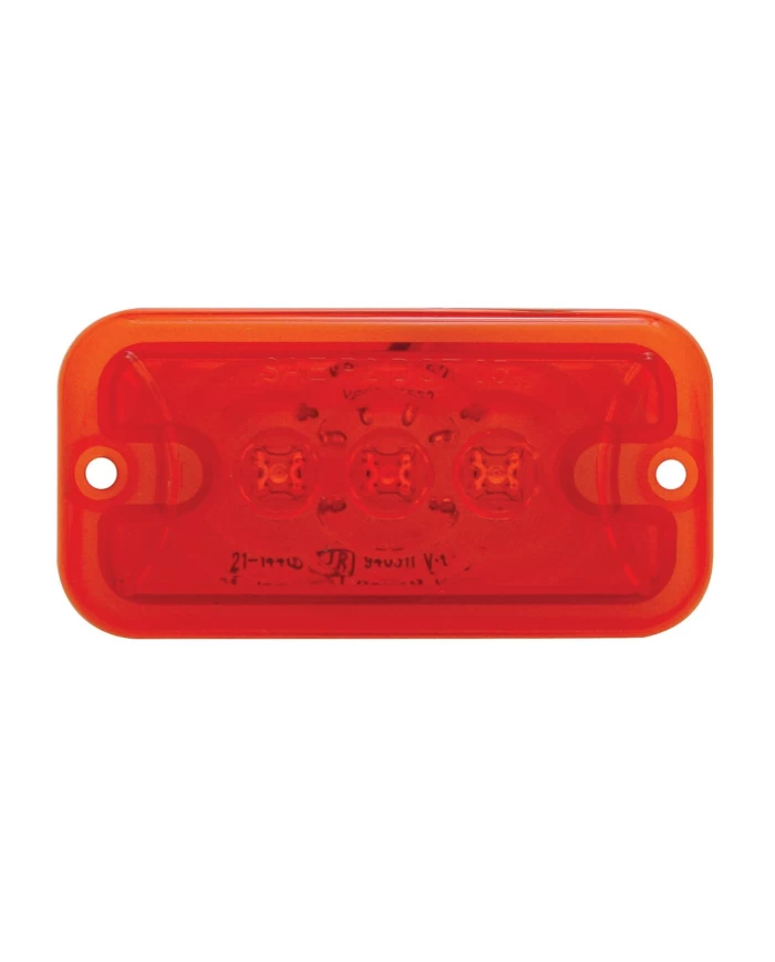 (CARD) 3 RED LED RECTANGULAR CLEARANCE/MARKER LIGHT - RED LENS