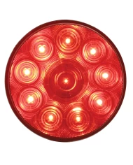 (CARD) 10 RED LED 4" ROUND S/T/T LIGHT - RED LENS