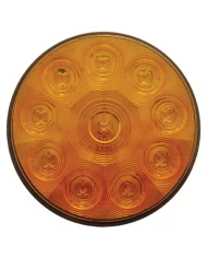 (CARD) 10 AMBER LED 4" ROUND P/T/C LIGHT - AMBER LENS