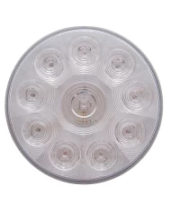 (CARD) 10 RED LED 4" ROUND S/T/T LIGHT - CLEAR LENS