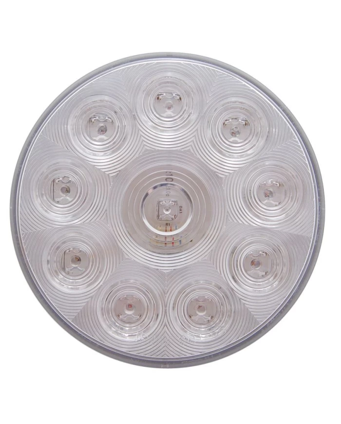 (CARD) 10 AMBER LED 4" ROUND P/T/C LIGHT - CLEAR LENS