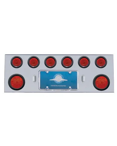 UP35259-SS Rear Center Panel With 2X 7 LED 4" Reflector Lights & 6X 13 LED 2.5" Lights -Red LED & Lens