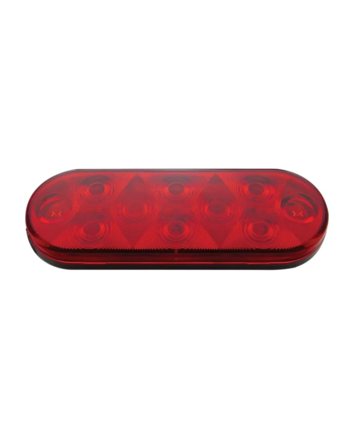 (CARD) 10 RED LED OVAL S/T/T LIGHT - RED LENS