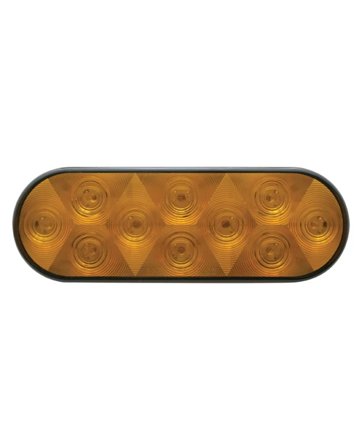 (CARD) 10 AMBER LED OVAL P/T/C LIGHT - AMBER LENS
