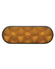 (CARD) 10 AMBER LED OVAL P/T/C LIGHT - AMBER LENS