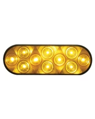 (CARD) 10 AMBER LED OVAL P/T/C LIGHT - AMBER LENS