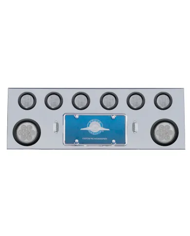 UP35260-SS Rear Center Panel With 2X 7 LED 4" Reflector Lights & 6X 13 LED 2.5" Lights -Red LED/Clear Lens