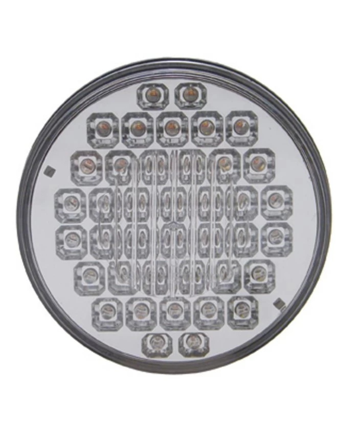 (CARD) 40 RED LED 4" S/T/T LIGHT W/ CHROME REFLECTOR - CLEAR LENS