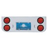 UP35322-Chrome Rear Center Panel With Four 7 LED 4" Reflector Lights & Grommets - Red LED/Red Lens